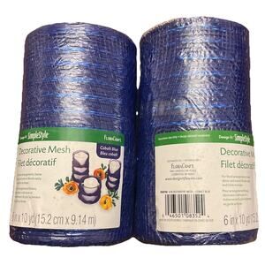*New* FloraCraft Decorative Mesh Cobalt Blue 2 Rolls Total 20 Yds X 6 In Holiday
